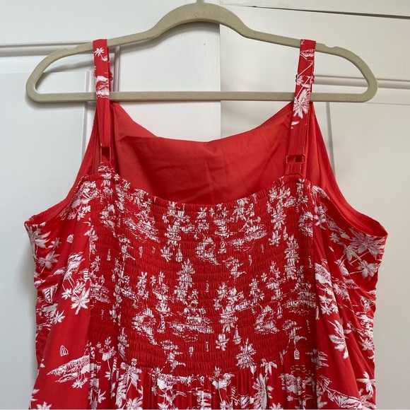 Old Navy Fit & Flare Tropical Print Lined Slit Adjustable Straps Maxi Dress - Picture 7 of 14